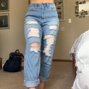 Hollister Distressed High Waisted Mom Jeans